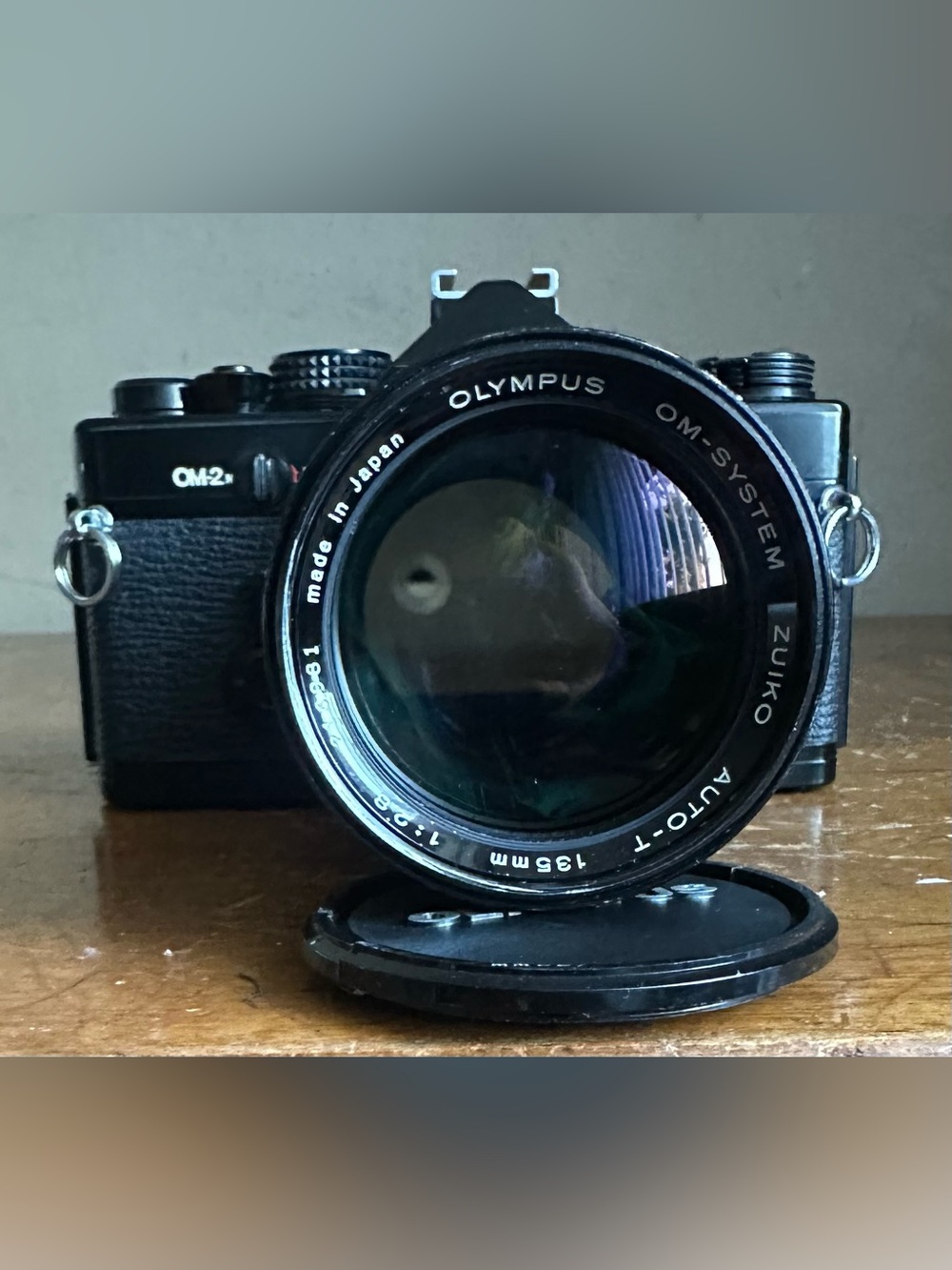 Olympus OM-2N 35mm Film SLR Silver Camera w/ Zuiko OM System 135mm Lens